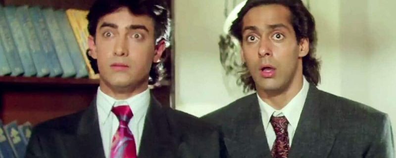 AAMIR KHAN AND SALMAN KHAN IN A FILM SCENE WHILE THEY WERE YOUNG